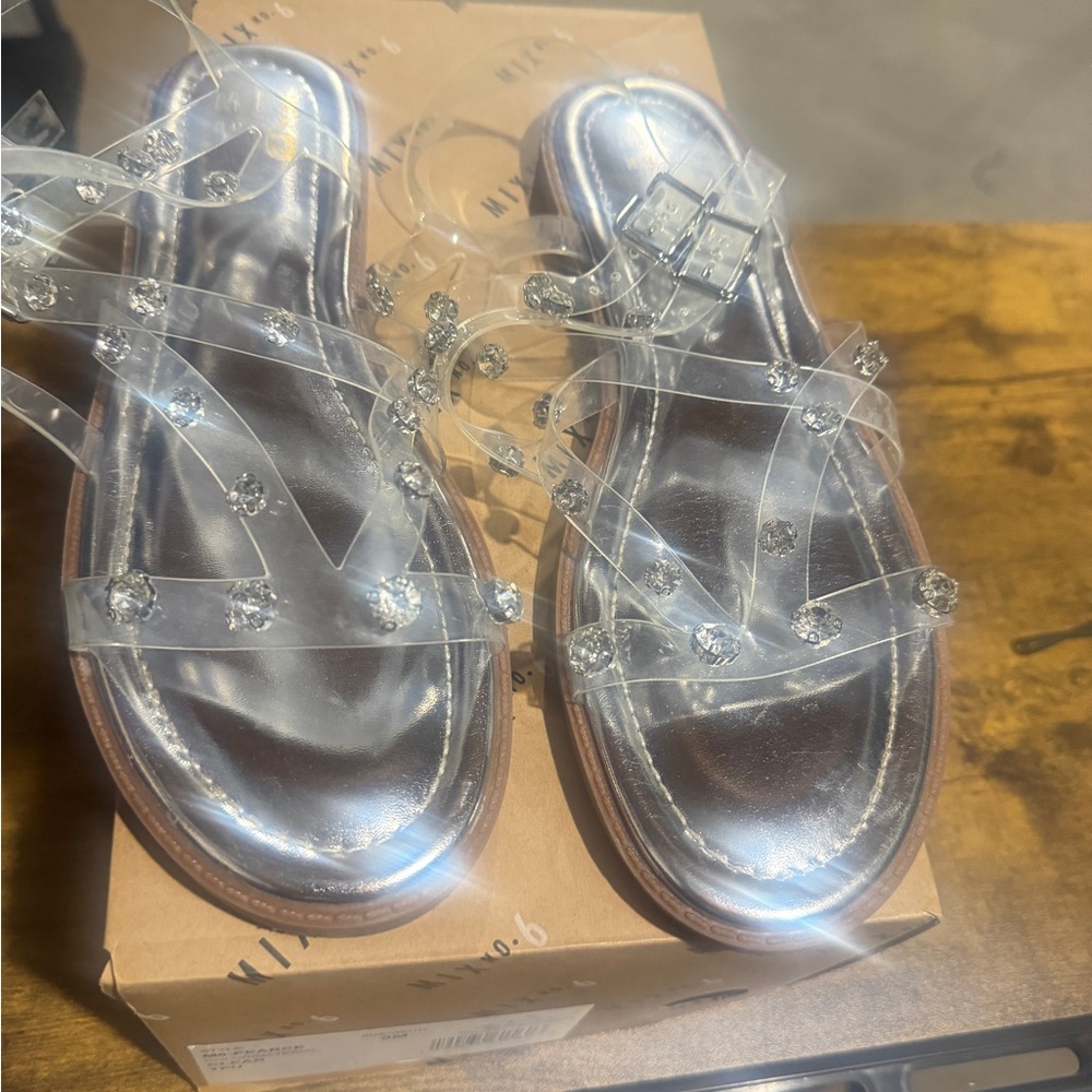 Mix 6 NoStylish Clear Sandals with Rhinestone Accents